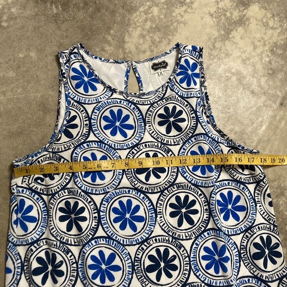Mudpie Dress Womens Size Medium Blue White Mosaic Print Sleeveless Mini - Picture 2 of 13